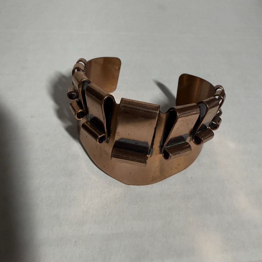 Vtg MCM Signed Renoir Modernist Copper Oxidized Cuff Bracelet Mid Century Modern - Picture 4 of 8